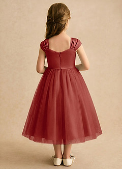 Azazie Yosemite Robe Demoiselle D'honneur Fillette Robe Princesse en Tulle Encolure en Forme de Cœur Terracotta image2