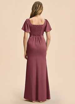 Azazie Chace Junior Jurk van Stretch Satijn met Kolom Merlot image2