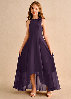 Azazie Boop Girls Formal Flower Girl Dresses Plum A-Line Bow Chiffon Dress image5