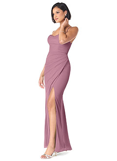 Azazie Ashana Bridesmaid Dresses Vintage Mauve Sheath Sweetheart Lace Mesh Dress image3