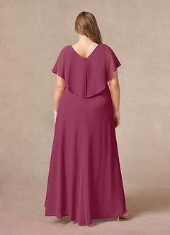 Azazie Eliza Mother of the Bride Dresses Mulberry A-Line V-Neck Pleated Chiffon Dress image2