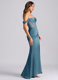 Azazie Alyce Bridesmaid Dresses Bermuda Mermaid Off the Shoulder Stretch Satin Convertible Dress image3