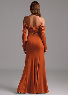 Azazie Hallie Bridesmaid Dresses Burnt Orange Mermaid Long Sleeve Velvet Convertible Dress image6