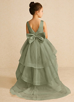 Azazie Pumpkin Flower Girl Dresses Pistachio A-Line Convertible Tulle Dress image1