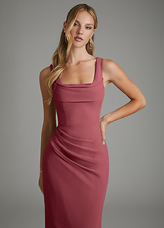Azazie Asa Bridesmaid Dresses Merlot Sheath Corset Chiffon Dress image3