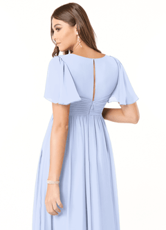 Azazie Verna Maternity Bridesmaid Dresses A-Line V-Neck Ruched Chiffon Floor-Length Dress image6