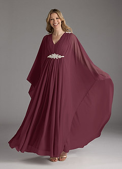 Azazie Drew vestidos de madre de la novia Vestido de Cabernet de Gasa de Corte En A con Plisado image6