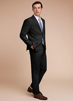 front Carter Black Cotton Linen Blend Suit Jacket