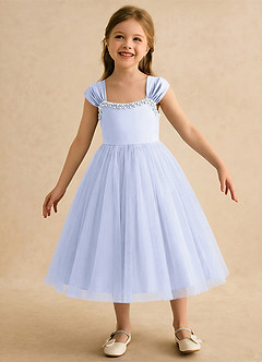 Azazie Yosemite Flower Girl Dresses Lavender Ball-Gown Sweetheart Neckline Tulle Dress image4