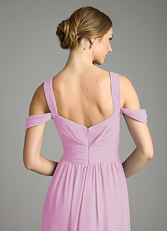 Azazie Lianne Bridesmaid Dresses Candy Pink A-Line Off the Shoulder Chiffon Dress image6