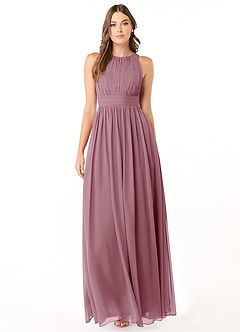 Azazie Luz Bridesmaid Dresses Vintage Mauve A-Line Lace Chiffon Dress image1