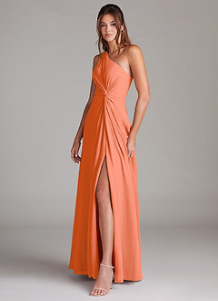 Azazie Brooke Bridesmaid Dresses Sunset A-Line One Shoulder Chiffon Dress image5