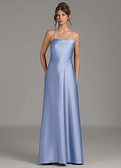 Azazie Eris Robes de demoiselle d'honneur Robe Trapèze en Satin extensible Plissée Eis image1