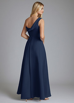 Azazie Naiyah Venta Final Vestido de Azul Marino Oscuro de Gasa de Corte en A con Hombro unilateral image2