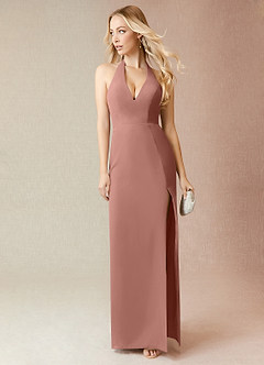 Azazie Yessi Brautjungfernkleider Etui Plissee Chiffon Kleid Zedernrose image1