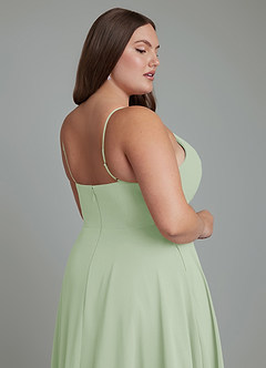 Azazie Amani Bridesmaid Dresses Dusty Sage A-Line Pleated Chiffon Dress image7