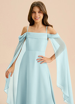 Azazie Moana Junior Linia A Pofałdowany Szyfon Długość podłogi Młodsza druhna Sukienka image7