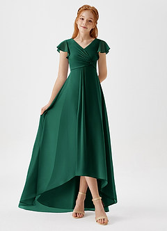 Azazie Breanne Junior Emerald A-Line Chiffon Dress image2