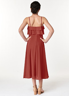 Azazie Ensley Junior Terracotta A-Line Pleated Chiffon Dress image2