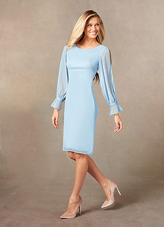 Azazie London Mother of the Bride Dresses Sky Blue Sheath Mesh Dress image5