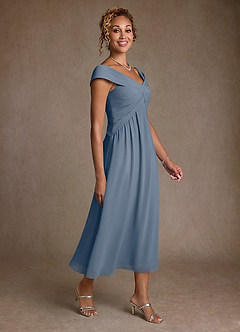 Azazie Mirta Mother of the Bride Dresses Twilight A-Line Pleated Floral Burnout Dress image3