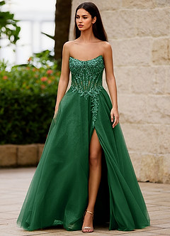 Brilliance Dunkelgrün Glitzerndes Ballkleid image4