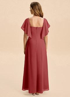 Azazie Selena Junior Rust A-Line Ruched Chiffon Dress image2