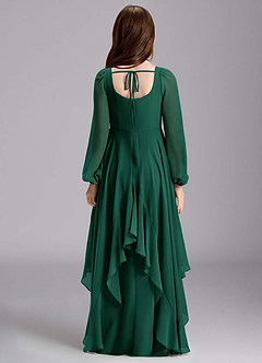 Azazie Clara Junior Jurk van Chiffon met A-Lijn Blouson Smaragd image2