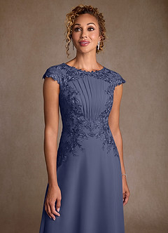 Azazie Crista Suknie dla Matki Panny Młodej Linia A Koronka Szyfon Długość herbaty Sukienka image5