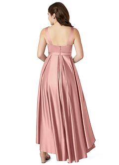 Azazie Inaya Junior A-Linie Gürtel/Schärpe Stretch-Satin Kleid Rosettenrosa image2