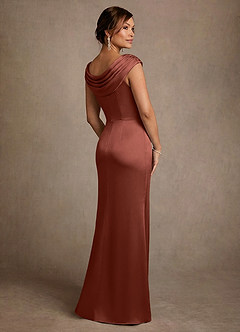 Azazie Irvine Mother of the Bride Dresses Auburn A-Line Pleated Stretch Satin Dress image2