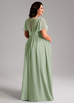 Azazie Verna Maternity Bridesmaid Dresses A-Line V-Neck Ruched Chiffon Floor-Length Dress image8