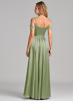 Azazie Raisa Bridesmaid Dresses Dusty Sage A-Line Off the Shoulder Stretch Satin Dress image6