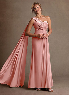 Azazie Aphra Mother of the Bride Dresses Dusty Rose Sheath One Shoulder Velvet Dress image1