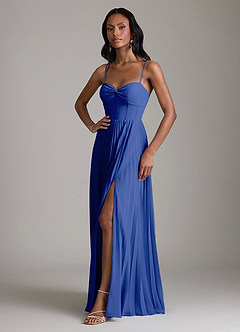 Azazie Akiko Bridesmaid Dresses Royal Blue A-Line Sweetheart Neckline Chiffon Dress image4