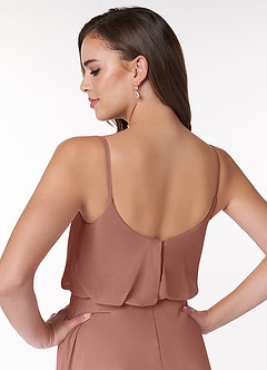 Azazie Lupe Bridesmaid Dresses Cedar Rose A-Line Scoop Blouson Chiffon Dress image6