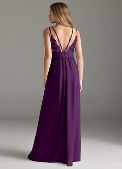 Azazie Maren Allure Junior Grape A-Line Lace Chiffon Dress image5