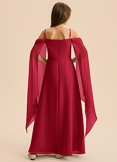 Azazie Moana Junior Linia A Pofałdowany Szyfon Długość podłogi Młodsza druhna Sukienka image5