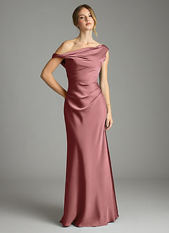 Azazie Emerson Brudtärnklänningar Klä av Sjöjungfru i Stretch Satin Av axeln Ametist image1