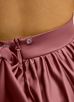 Azazie Nellia Flower Girl Dresses Amethyst A-Line Bow Matte Satin Dress image7