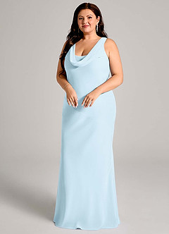 Azazie Rylina Bridesmaid Dresses Sky Blue Mermaid Pleated Chiffon Dress image9