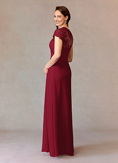 Azazie Junie Kleider für die Brautmutter A-Linie Spitze Chiffon Kleid Burgunderrot image4