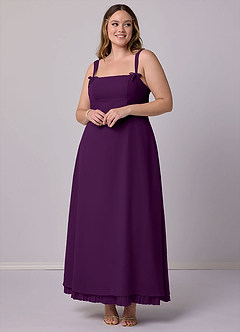 Barbie ♥ Azazie Bridesmaid Dresses Grape A-Line Pleated Chiffon Dress image7