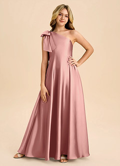 Azazie Penguin Junior Abito A-Line in Raso Elasticizzato Fiocco Rosetta image3