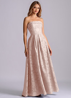 Azazie Lucienne Jurken voor bruidsmeisjes Jurk van Bloemen Burn-out met A-Lijn Strapless Blozend Roze image3