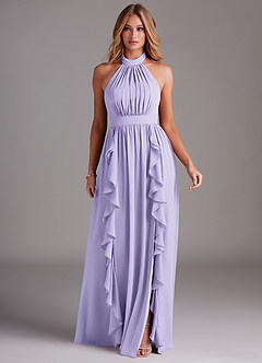 Azazie Avary Bridesmaid Dresses Lilac A-Line Pleated Chiffon Dress image3