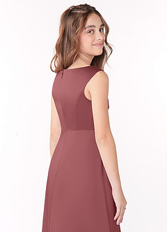 Azazie Sadia Junior Robe Trapèze en Mat Satiné Plissée Bermuda image4