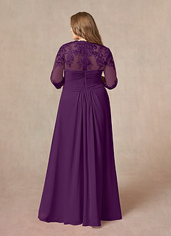 Azazie Devereaux Mother of the Bride Dresses Grape A-Line Lace Chiffon Dress image7