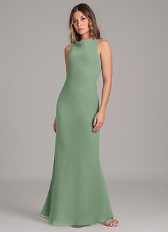 Azazie Allettie Bridesmaid Dresses Matcha Mermaid Chiffon Dress image3
