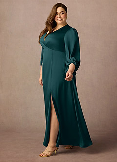 Azazie Luna vestidos de madre de la novia Vestido de Pino de Satén Elástico de Corte En A con Plisado image8